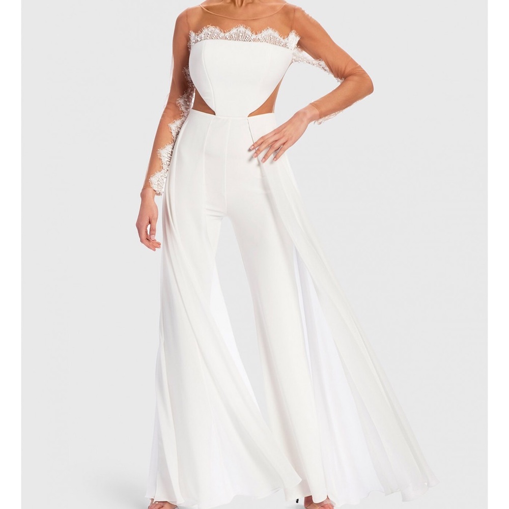 FOREVER UNIQUE ANTONIA ILLUSION LACE JUMPSUIT